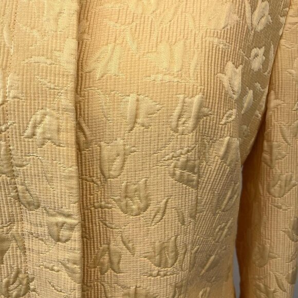 Louis Feraud Vintage Blazer Yellow Textured Button Down Long Sleeve Ladies 10 - Picture 5 of 10